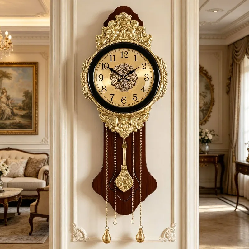 European Large Wall Clock Creative Silent Metal Quartz Clock Luxury Entrance decoración de pared y relojes living room furniture
