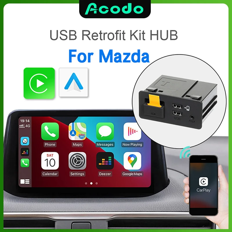 

Acodo New Wireless CarPlay Android Car Adapter, Dual UBS Hub, OEM for Modified Mazda 2 3 5 CX3 CX5 CX8 CX9 MX5 FIAT