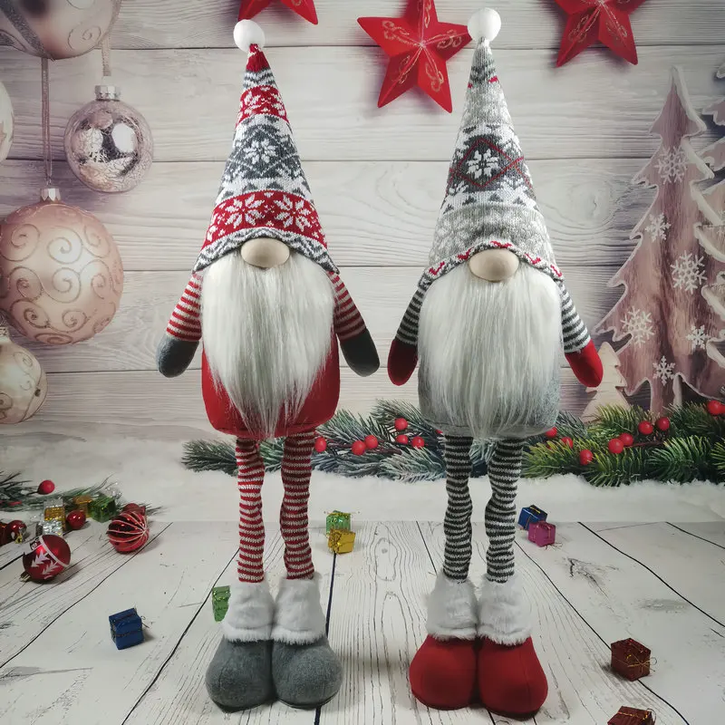 Poupée de noël créative rétractable sur pied, sans visage, vieil homme, Style nordique, tricot, décoration de fête, ornement, accessoires de fête