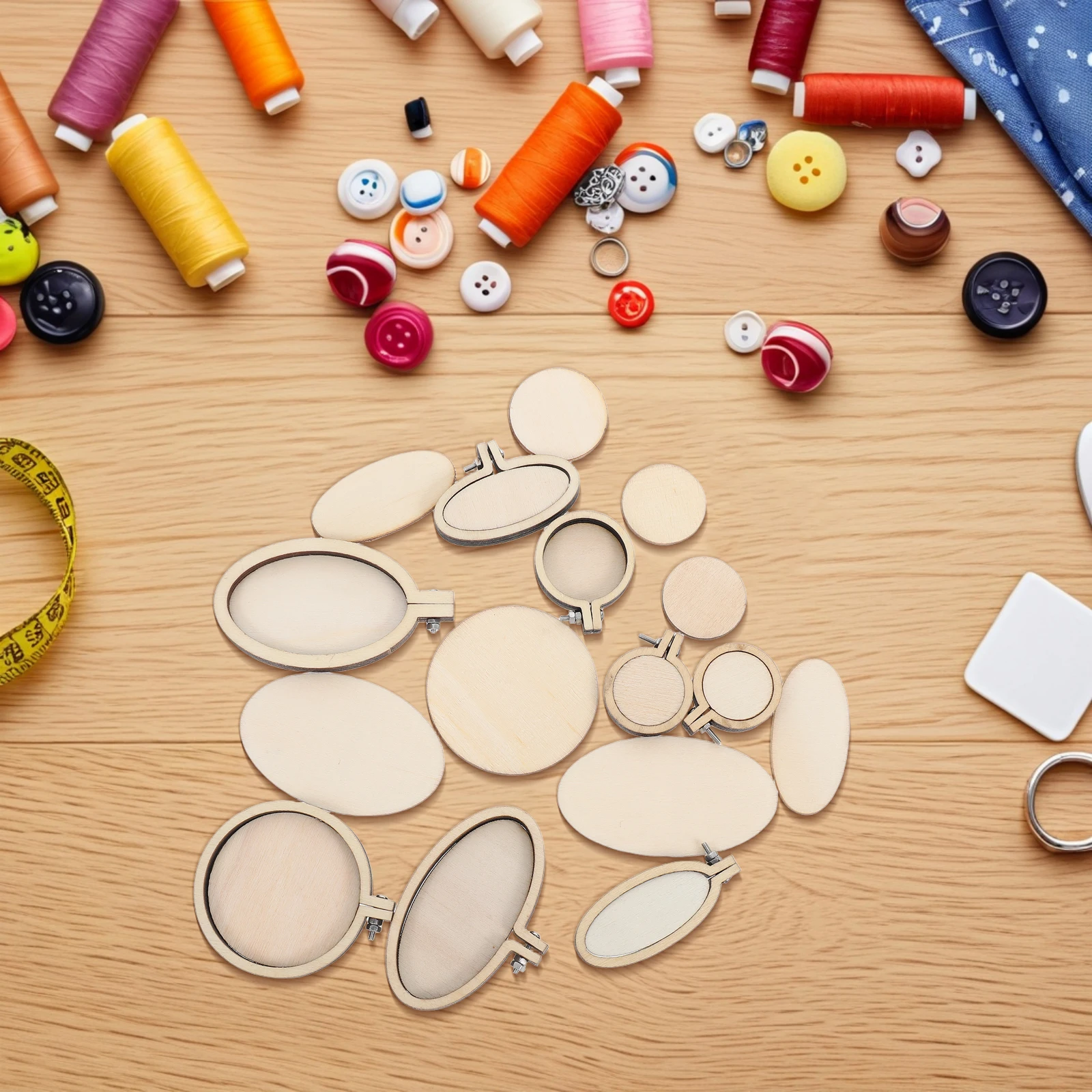

8 Pcs Wood Hoops Cross Stitch Fixing Mini Ring Embroidery Frame Kits Smooth Durable Embroidery Decoration Gifts