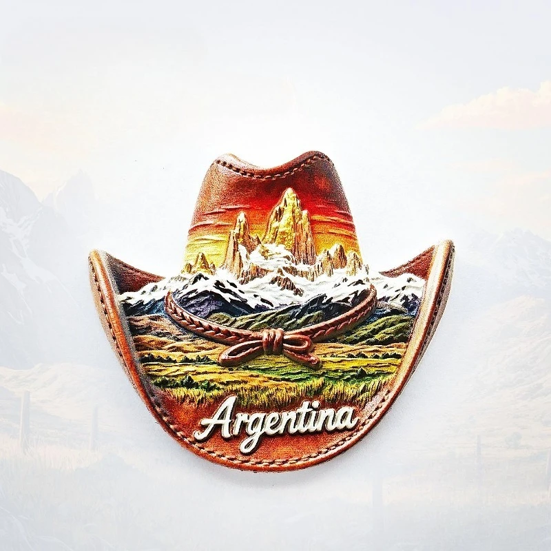 Imán de nevera con diseño de sombrero gacho argentino - Maquioso recuerdo 3D, regalo sudamericano único para viajes y decoración western