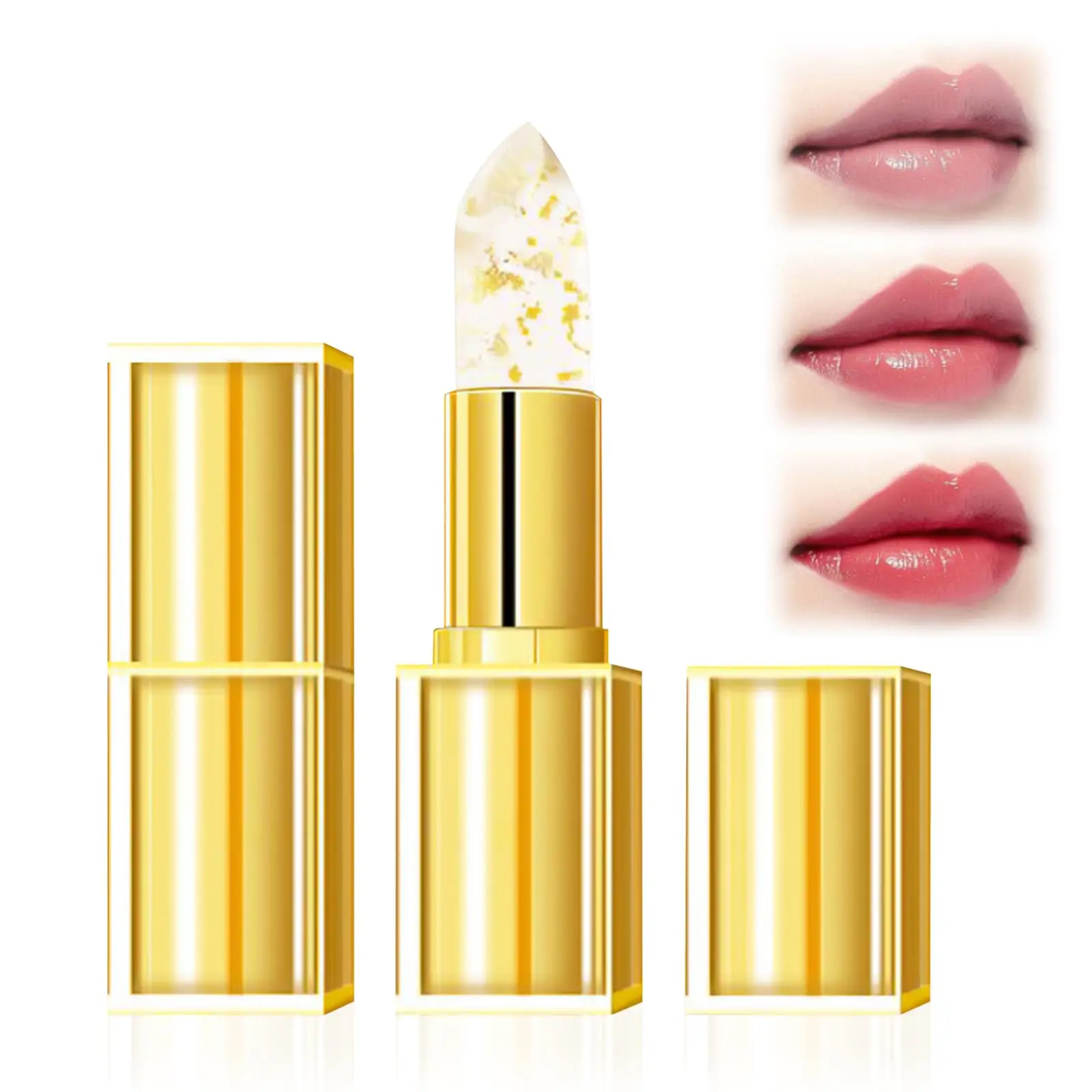 Transferproof Color Changing Lipstick Gold Foil for Women Moisturizing Glossy Shine Lip Gloss Deep Nourishment Lasting 24 Hours