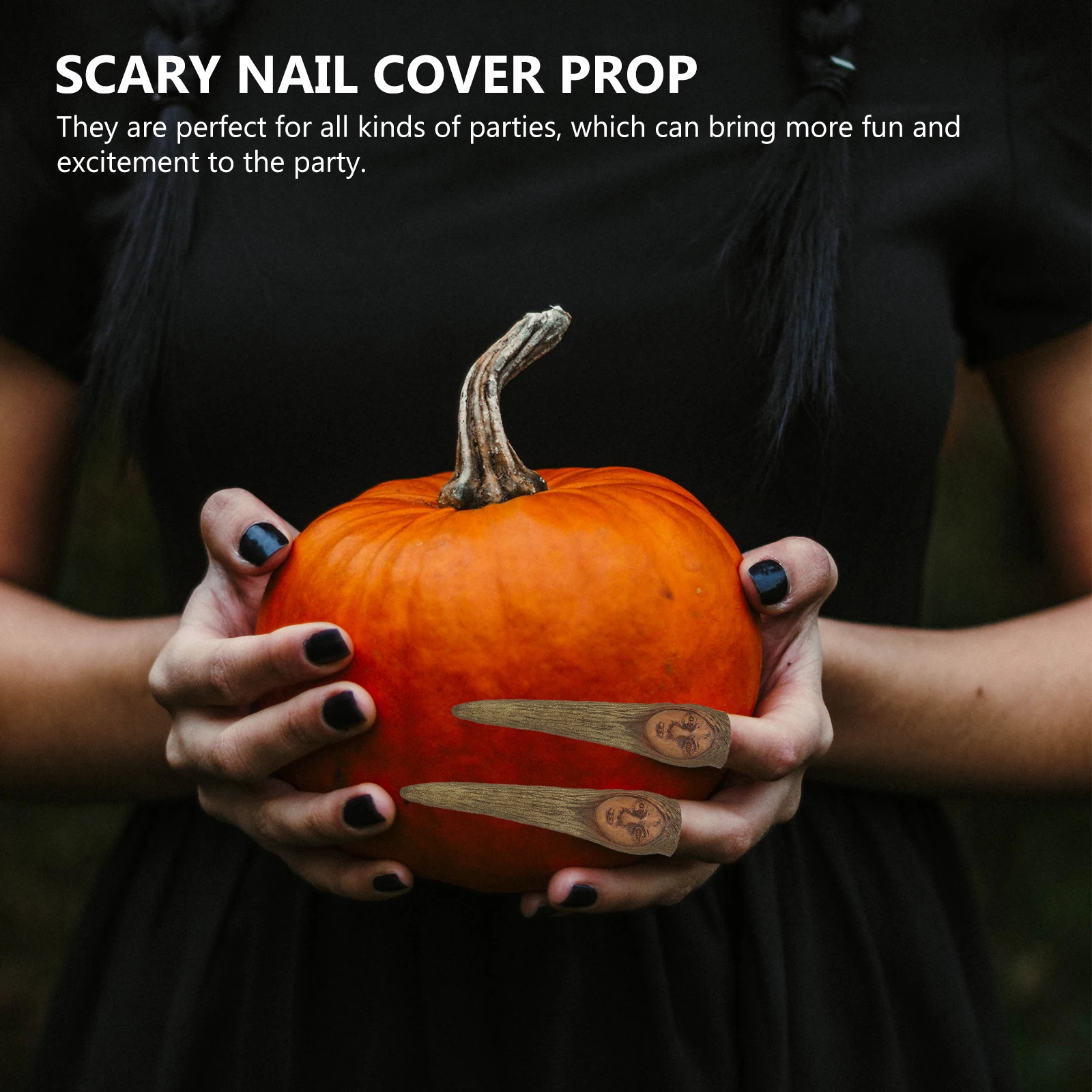 Set di 5 unghie finte con dita di strega in plastica per oggetti di scena per feste in costume di Halloween Accessori per cosplay di burattini Zombie H