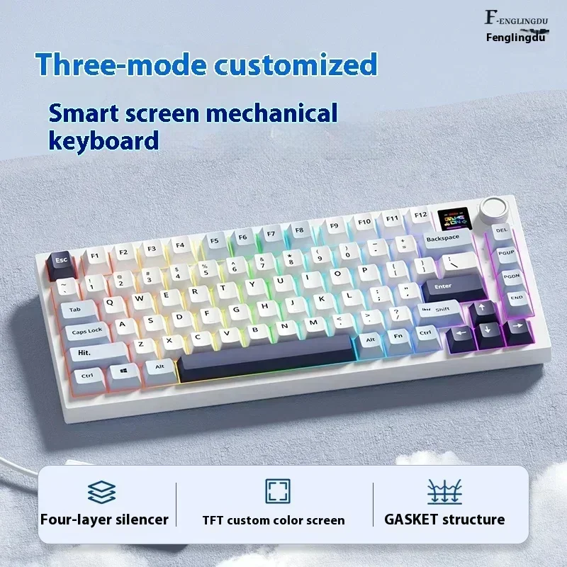 WEIKAV F75 Mechanical Keyboard 3Mode Gamer Wireless Keyboard 2.4G Bluetooth Rgb Backlit PBT Hot Swap Office Gaming Keyboard Gift