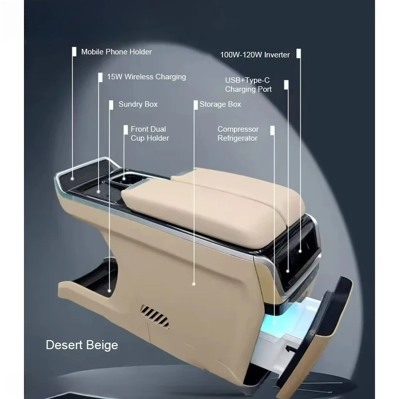 High-End Drawer-Style Car Fridge & Plug-in Hybrid OEM Quality Center Console Refrigerator