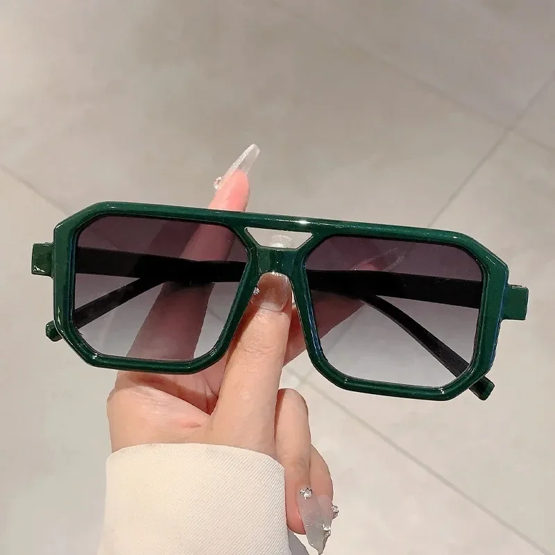 Trendy Square Decoration Shades Retro Oversize Gradient Women Sunglasses Men's Brand Sun Glasses for Driving Fishing