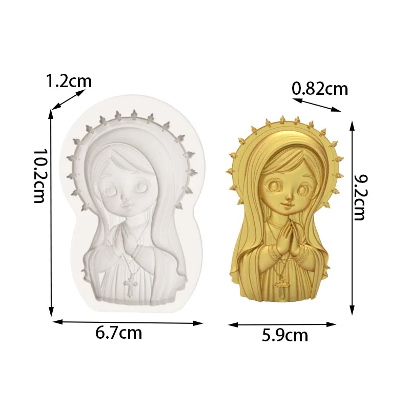 【Q Version Saintess Prayer Statue Silicone Baking Mold】Halo Cross Shape Chocolate Candy Fondant Decoration Mold - view 2