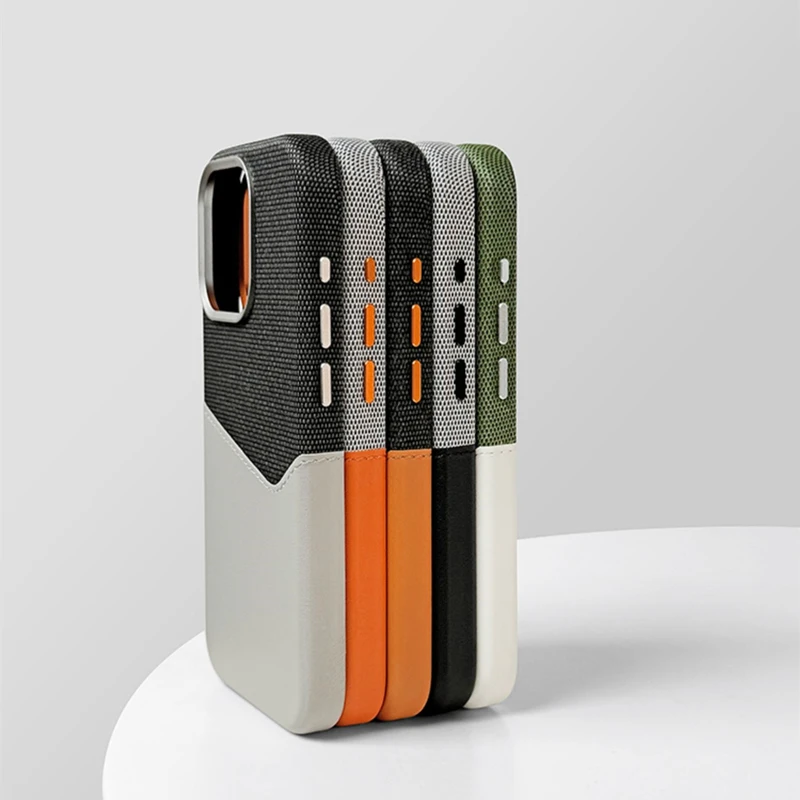 Hit Color Flax Leather Card Pocket Phone Case For iPhone 17 16 15Pro Max 15 14 Pro 13 12 Wireless Charging Alloy Lens Cover