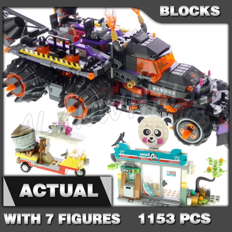 

1153pcs Monkie Kid Red Son's Armoured Inferno Truck Car Speedy Panda Store 60045 Building Blocks Boys Gift Compatible With Model