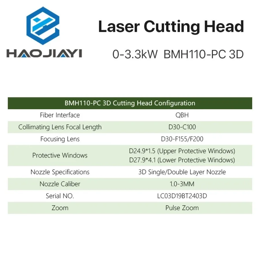 Original Raytools BMH110 Laser 3D Cutting Head 3.3kW FL155/200mm for 3D Fiber Laser Cutting Machine