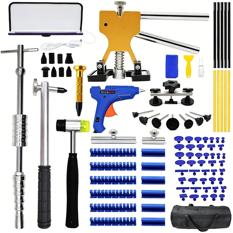 Car Dent Repair Slide Rod Set Markless Panel Beating Pry Bar and Pull Hammer Set 4S Shop Fender Repair Dent Removal Tool