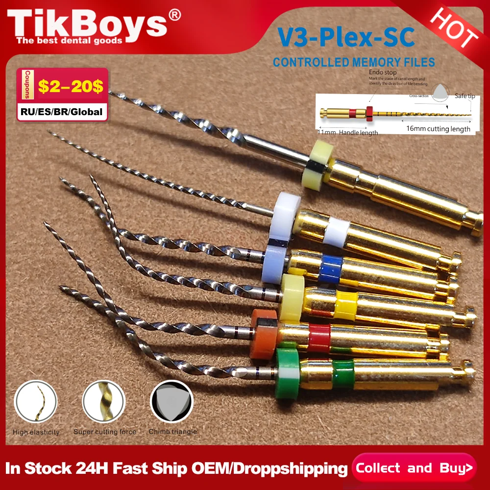 

6Pcs/Box Dental Niti Endodontic Super Elastic Rotary File Silver 21mm/25mm/31mm 1004# 15#Flexible Files 20# 25# Instrument Tips