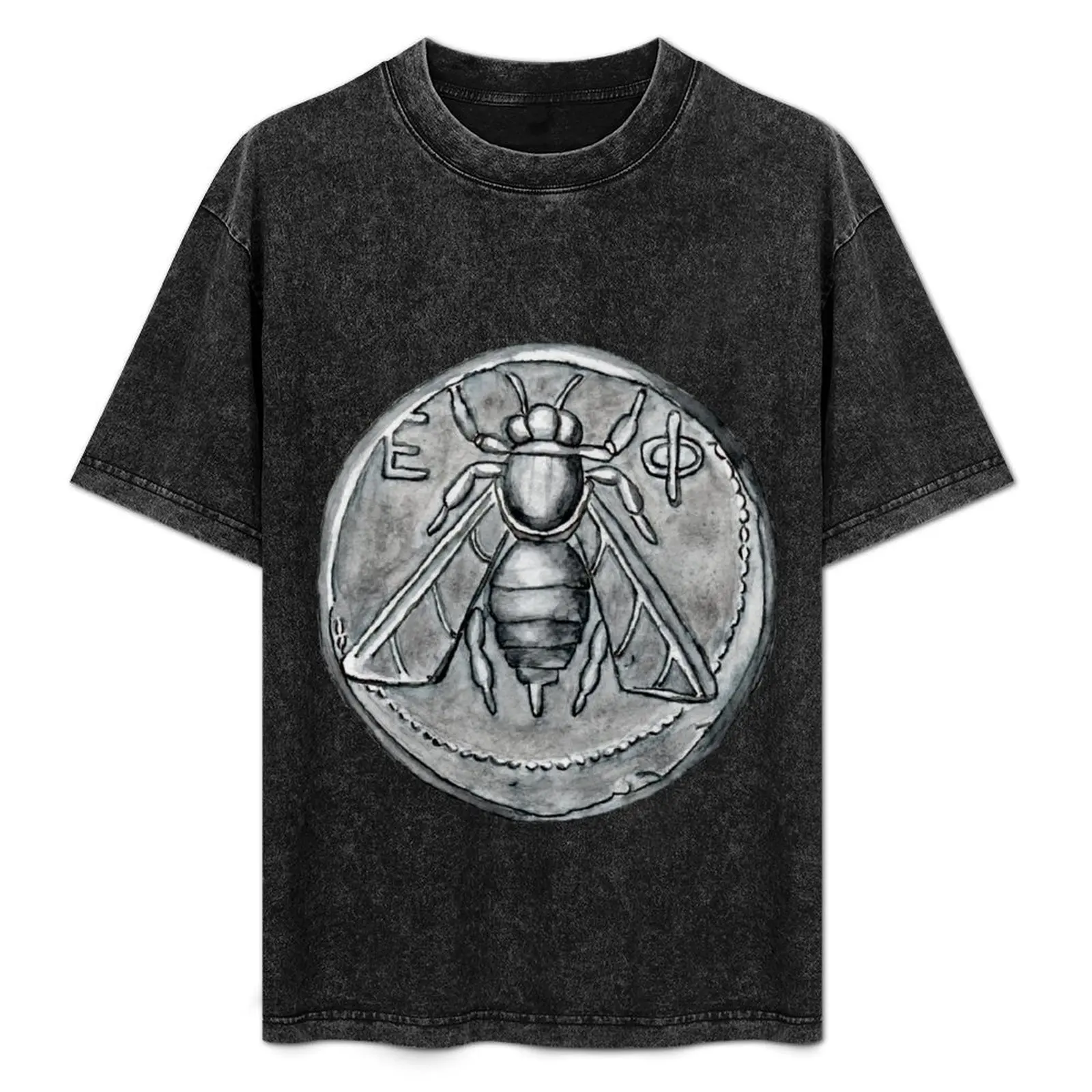 Ephesus Bee Coin Original Watercolor T-Shirt quick-drying sports fans plain black t shirts men