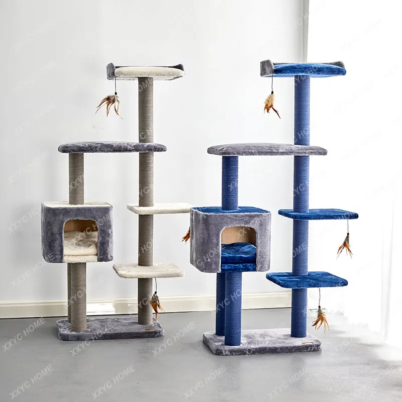 Cat Climbing Rack Nest Tree Shelf Integrated Scratch Board Vertical Column pet Supplies