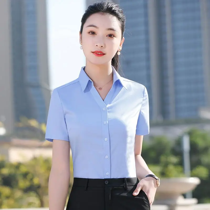 Spring Autumn New All-match Simplicity Office Blouse Long Sleeve Polo Neck Solid Slim Shirt Tops Elegant Fashion Women Clothing