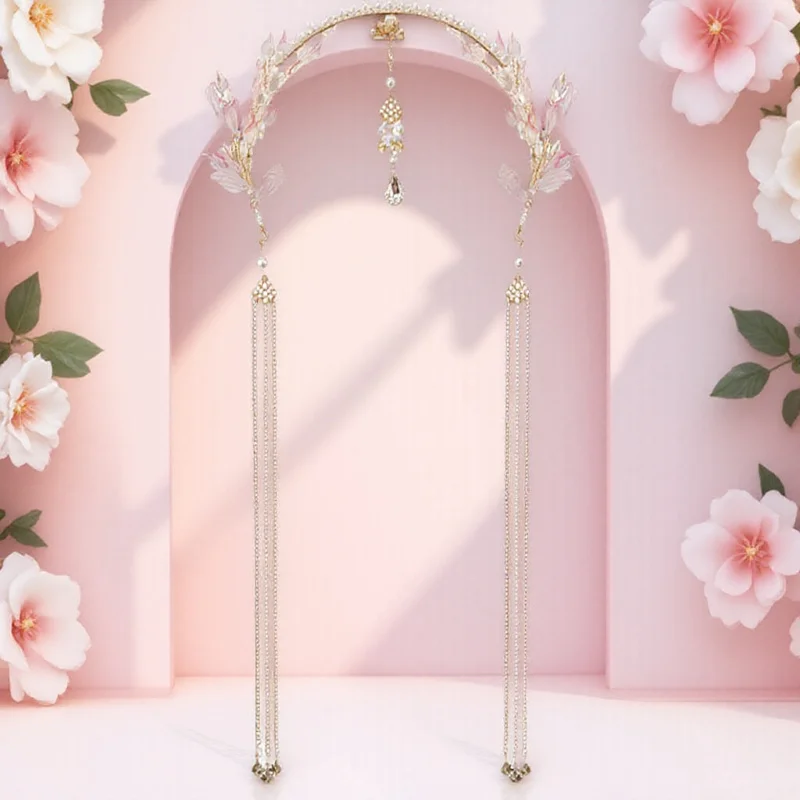 1 قطعة أغطية الرأس النمط الصيني أنيقة طويلة شرابة Hanfu غطاء الرأس للنساء إكسسوارات الشعر التقليدية حفل زفاف تبادل لاطلاق النار الصور