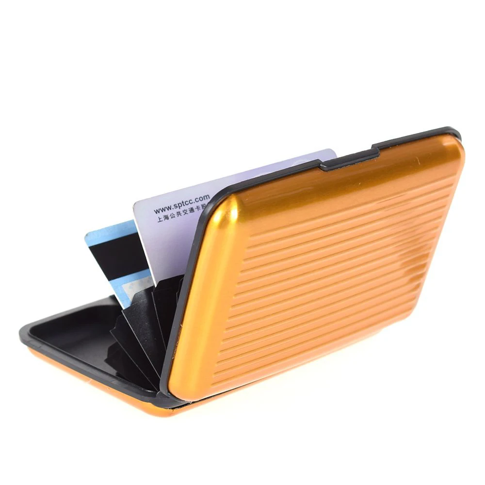 Portamonete porta carte di credito porta carte di credito con blocco RFID in metallo e alluminio da uomo e donna