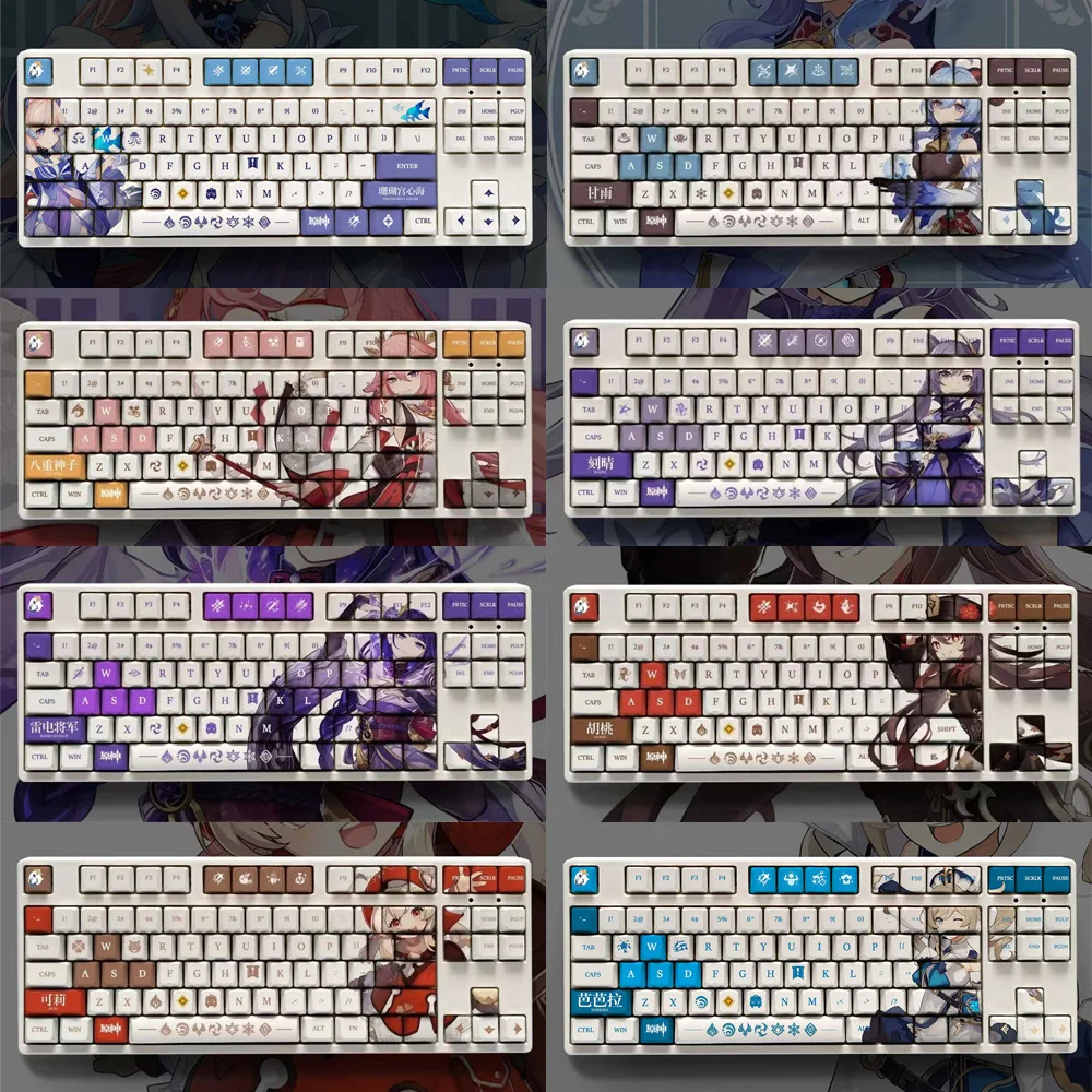 108 chaves genshin impacto tema keycaps pbt anime keycap teclado mecânico para cereja mx multi-papel jogo teclado decoração presente