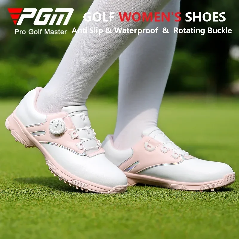 

PGM Women Super Waterproof Golf Shoes Ladies Non Slip Spikes Sneakers Women Quick Lacing Trainers Lightweight Golf Shoes