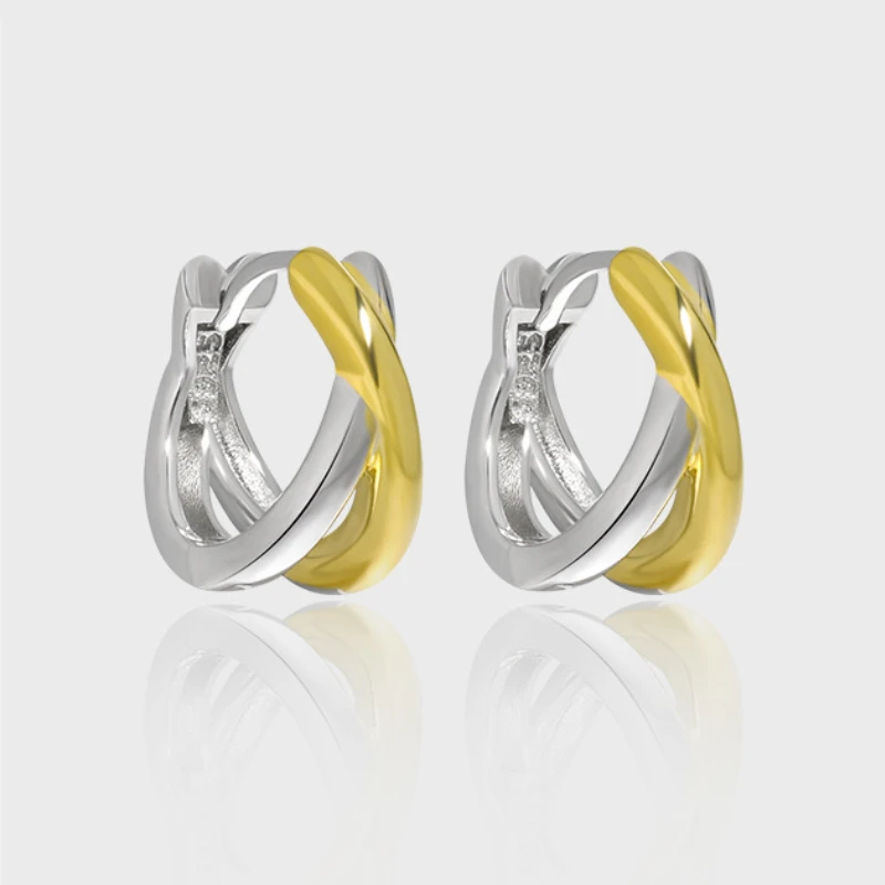Simplicity Original Earrings Color Separation Electroplating Fashion Jewelry Party S925 Sterling Silver Hoop Earring for Women