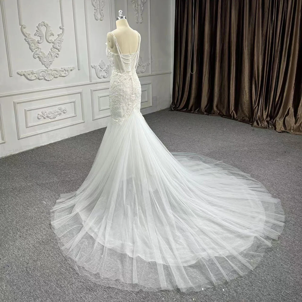 Jancember Novelty Superfine Wedding Dress 2024 Organza A-line Spaghetti Straps Zipper Scoop Court Train vestito da sposa DY6718