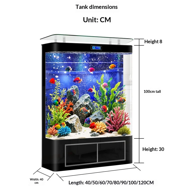 2026 new household integrated large rectangular fish tank living room vertical cabinet intelligent ecological oxygenated gla