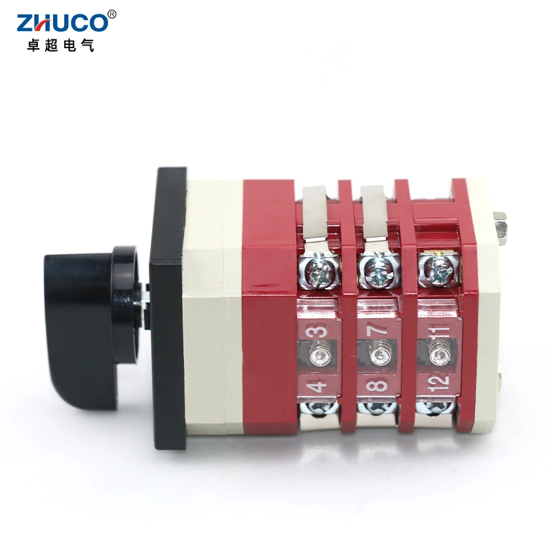 ZHUCO LW12-16/YH5.3 16A 500V 7 Position Three Pole 12 Screws Voltmeter Conversion Measurement High Voltage Universal Cam Switch