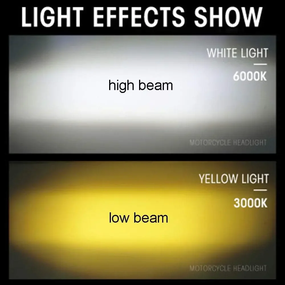1 قطعة H4 LED لمبة المصباح الأمامي للدراجة النارية 6000LM Hi/Lo Beam، عدسة CSP، 3000K/6000K (أصفر/أبيض)، 12-80 فولت