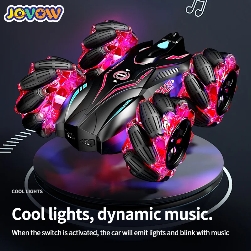 4WD RC Drift Car With Music Led Lights 2.4G Gesture Radio Remote Control Watch Spray Stunt Car Rotating Climbing Car Toys Gift