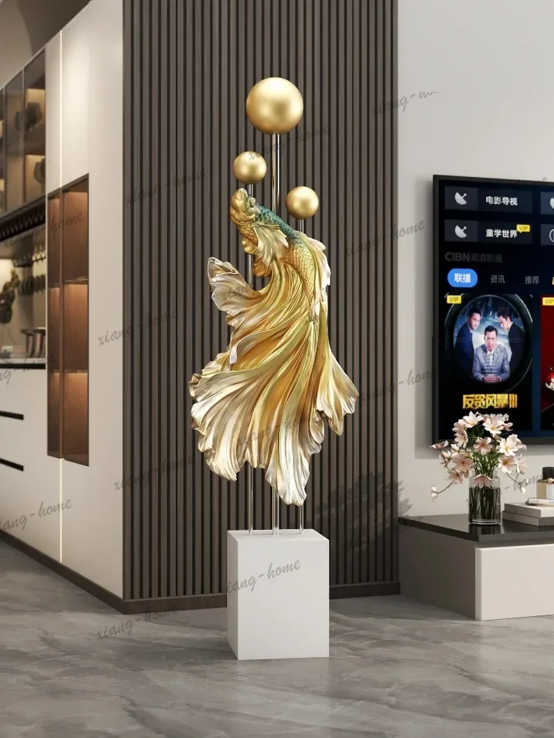 Douyu living room ornament large floor-to-ceiling high-end TV cabinet next to home decoration