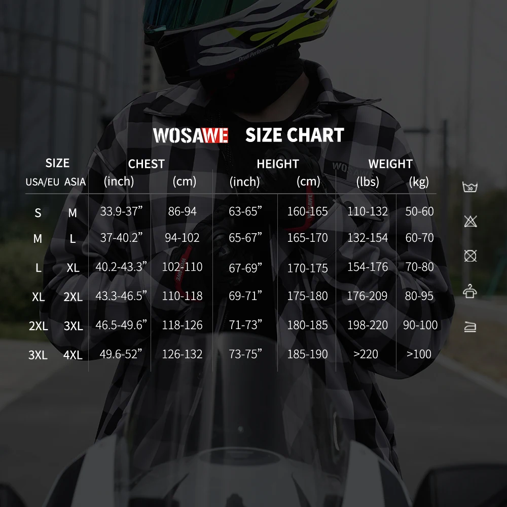 WOSAWE Motorcycle Jacket Men Casual Retro Motorcycle Checkered Shirt Breathable Motorbike Riding Coat Winter Warm Clothing view 6