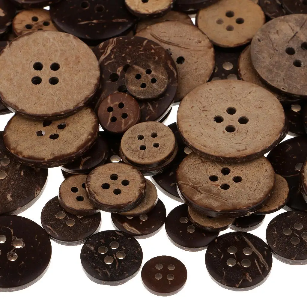 Round Coconut Buttons Natural Brown Wooden Buttons for Sewing Crafts Scrapbooking and School Projects Card Makers Kit