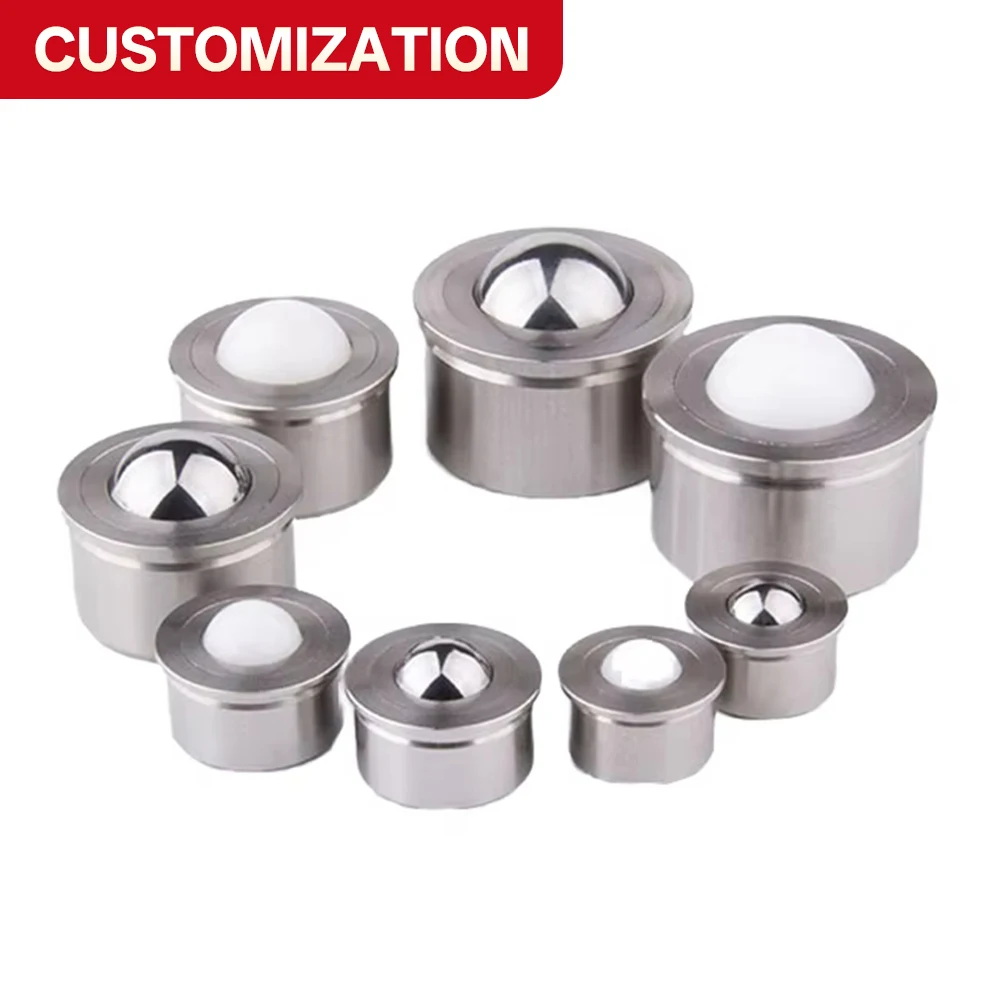 Custom Stainless Steel Swivel Ball Casters with Bull's Eye Rollers Press-Fit Bearing Sliding Wheels for Conveyor Equipment Beari