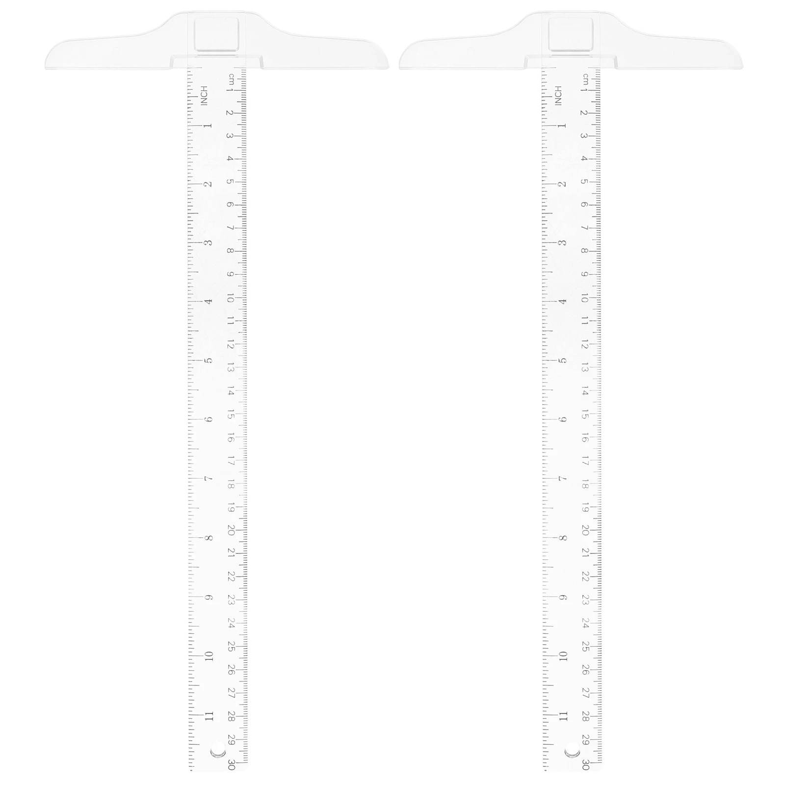 

2pcs T-Square Ruler Double Scale Precision Measuring Drafting Sturdy Plastic Home Office School Engineer Student