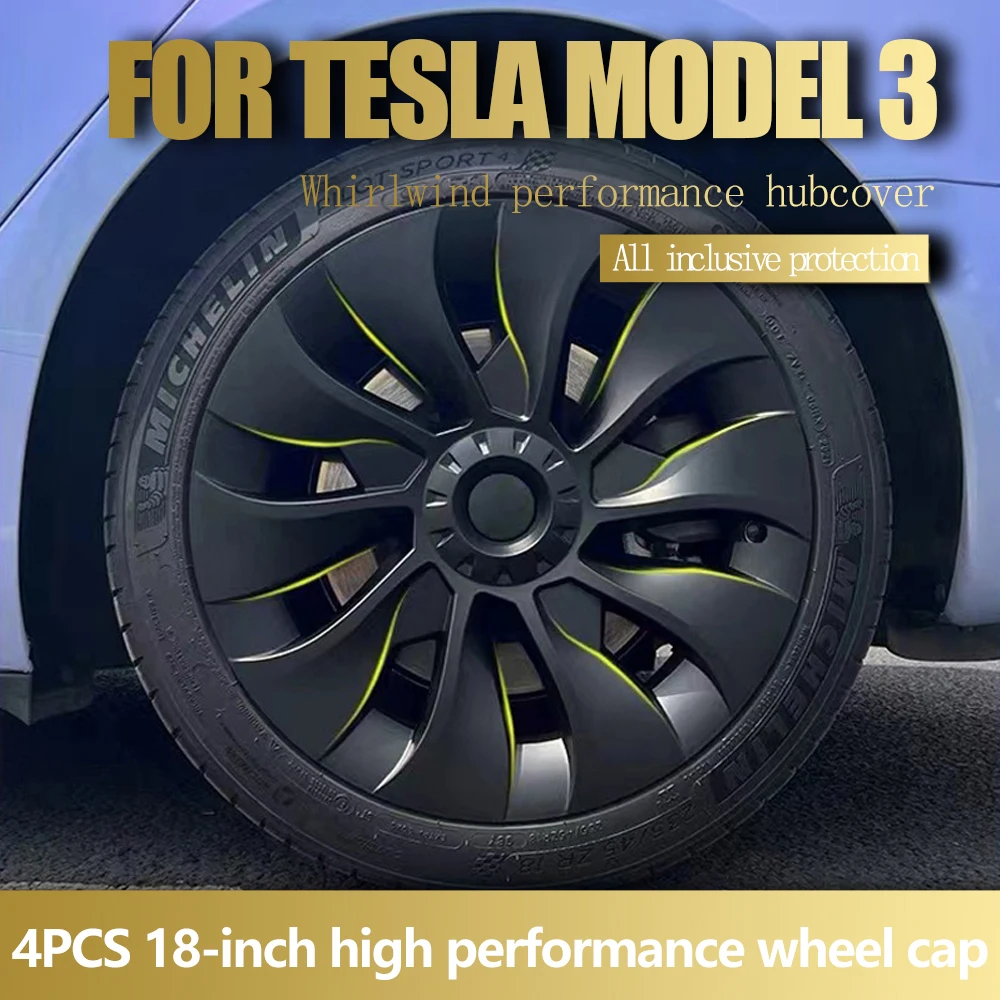 

4PCS 18Inch Hub Cap for Tesla Model 3 2018-2023 Wheel HubcapPerformance Replacement Right & Left Hubcap Full Rim Cover Accessori