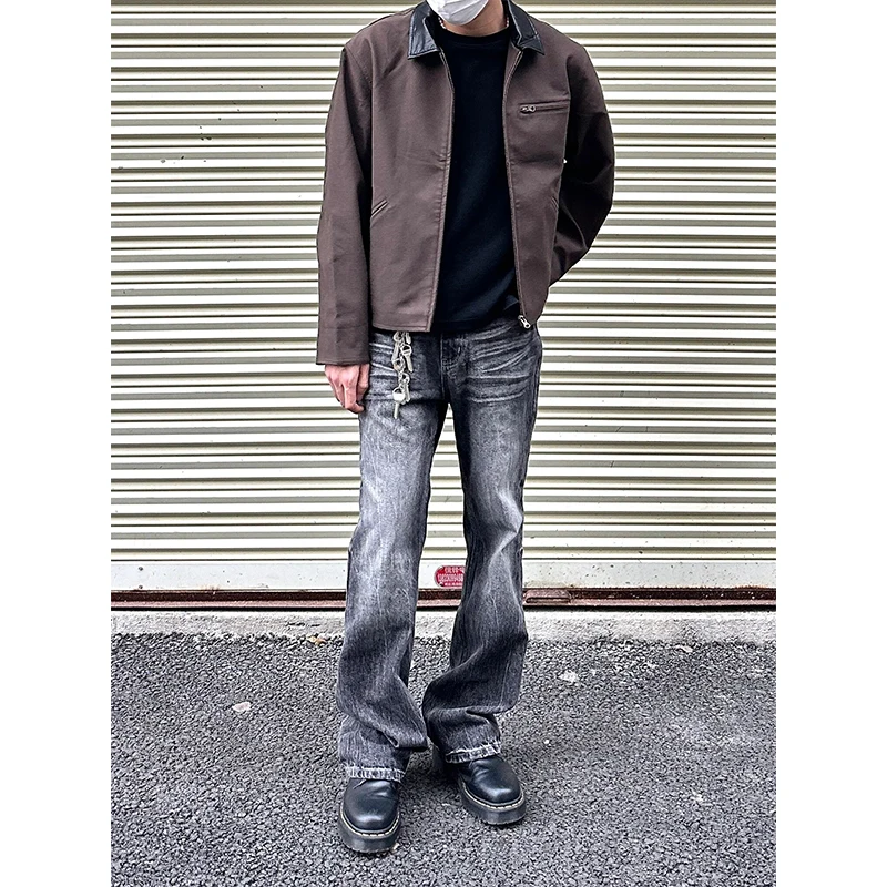 

Bla Tie Dye Straight Leg Men's Jeans Spring Autumn Heavy Wa American Vibe Micro Flared Pants Trendy Street Sle Jeans