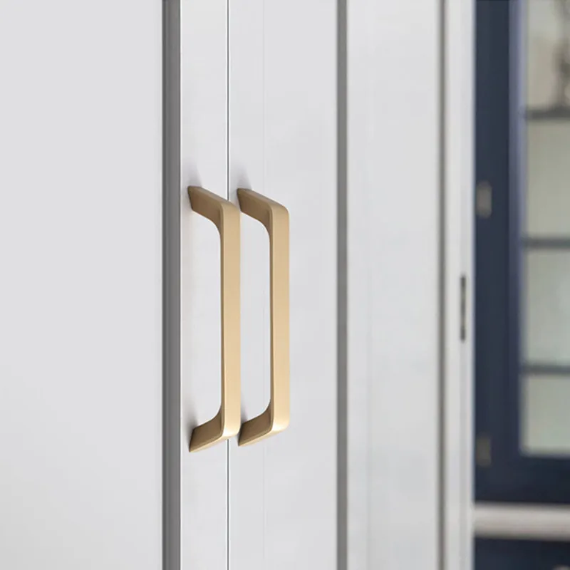 1PC Sand Gold Cabinet Door Handles Zinc Alloy Wardrobe Drawer Door Pulls European Light Luxury Furniture Handle Hardware