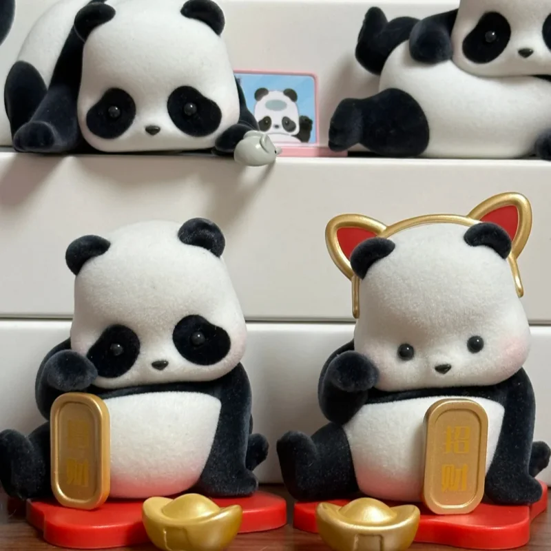 حقيقية الباندا لفة الباندا هي أيضا القط سلسلة صندوق أعمى اللعب سطح المكتب الحلي عمل أرقام لطيف نماذج للحيوانات مفاجأة Fubao