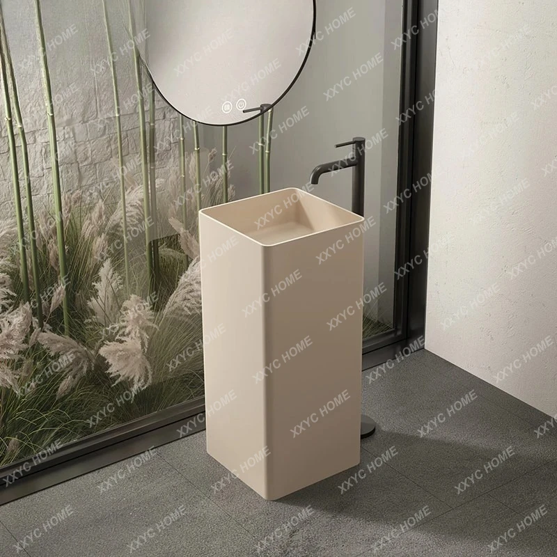 A  Artificial stone hotel household washbasin integrated floor-standing column basin square washbasin
