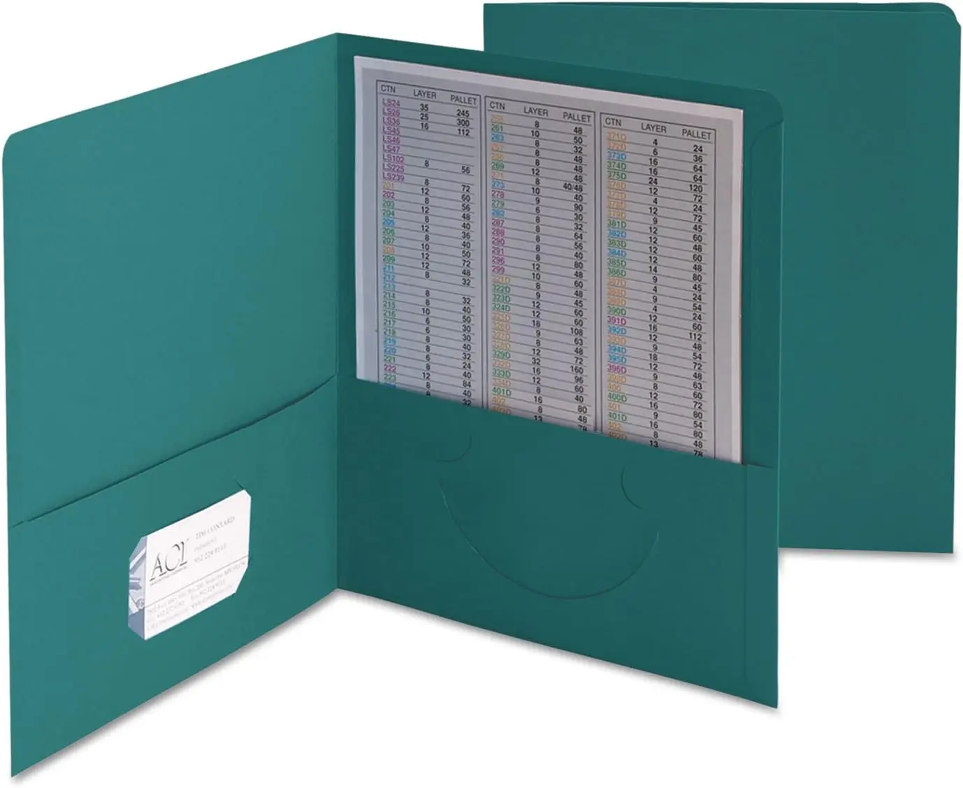

Heavyweight Two-Pocket Folder, Letter Size, Teal Color, 25 per Box - Durable and Secure