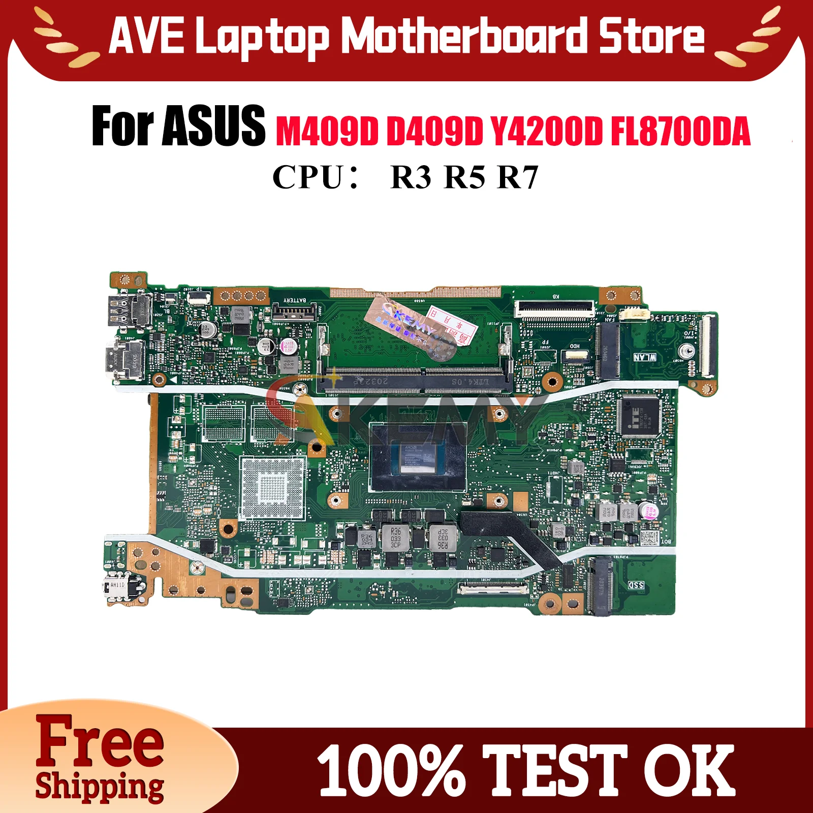 

X409DA Laptop Motherboard For ASUS D409D M409D D509D X409DAP M509D X409DJ X409DL X409D FL8700DA Y4200D Mainboard W/ R3 R5 R7 CPU