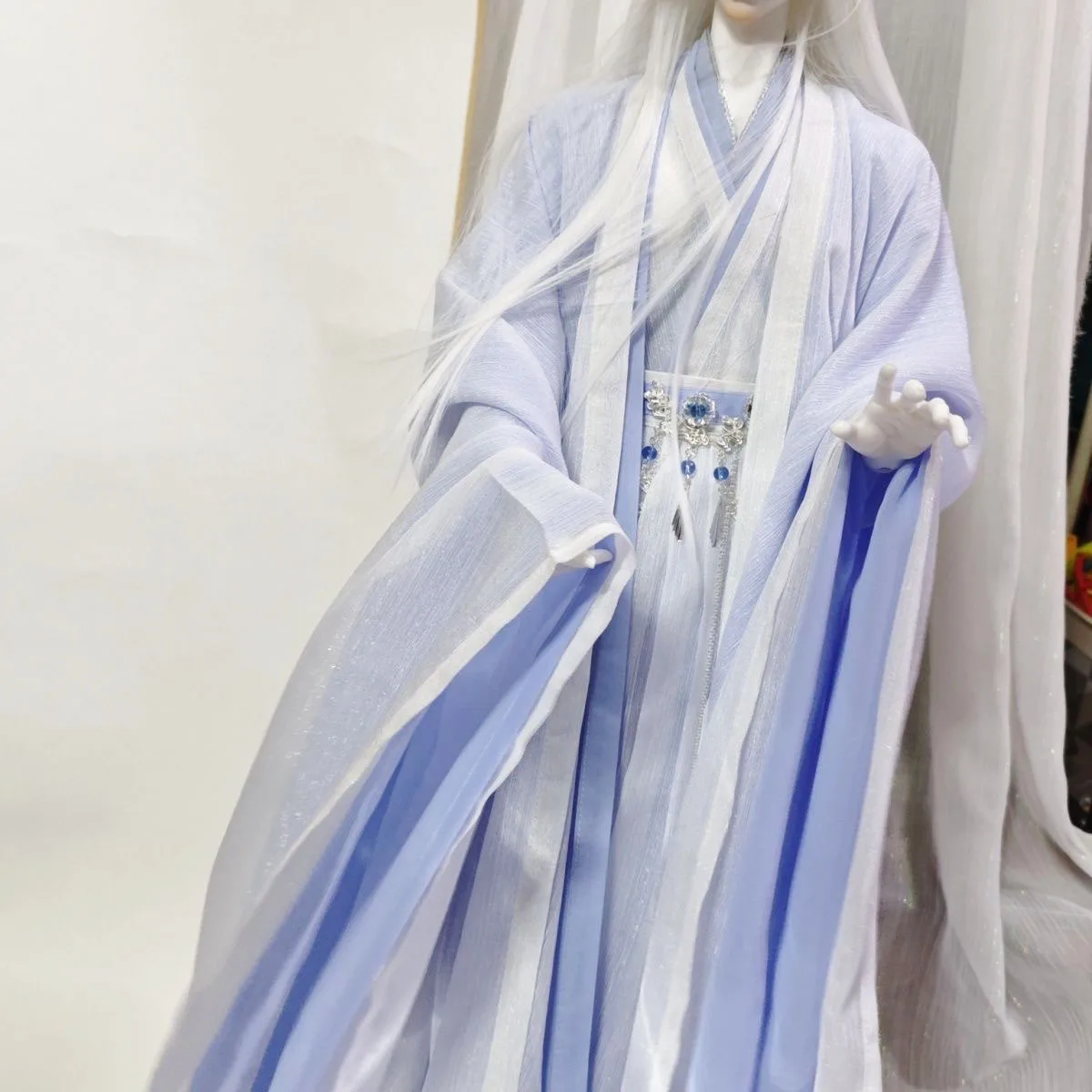 

BJD costume big full set of big sleeve shirt, cool blue purple tertiary doll clothing