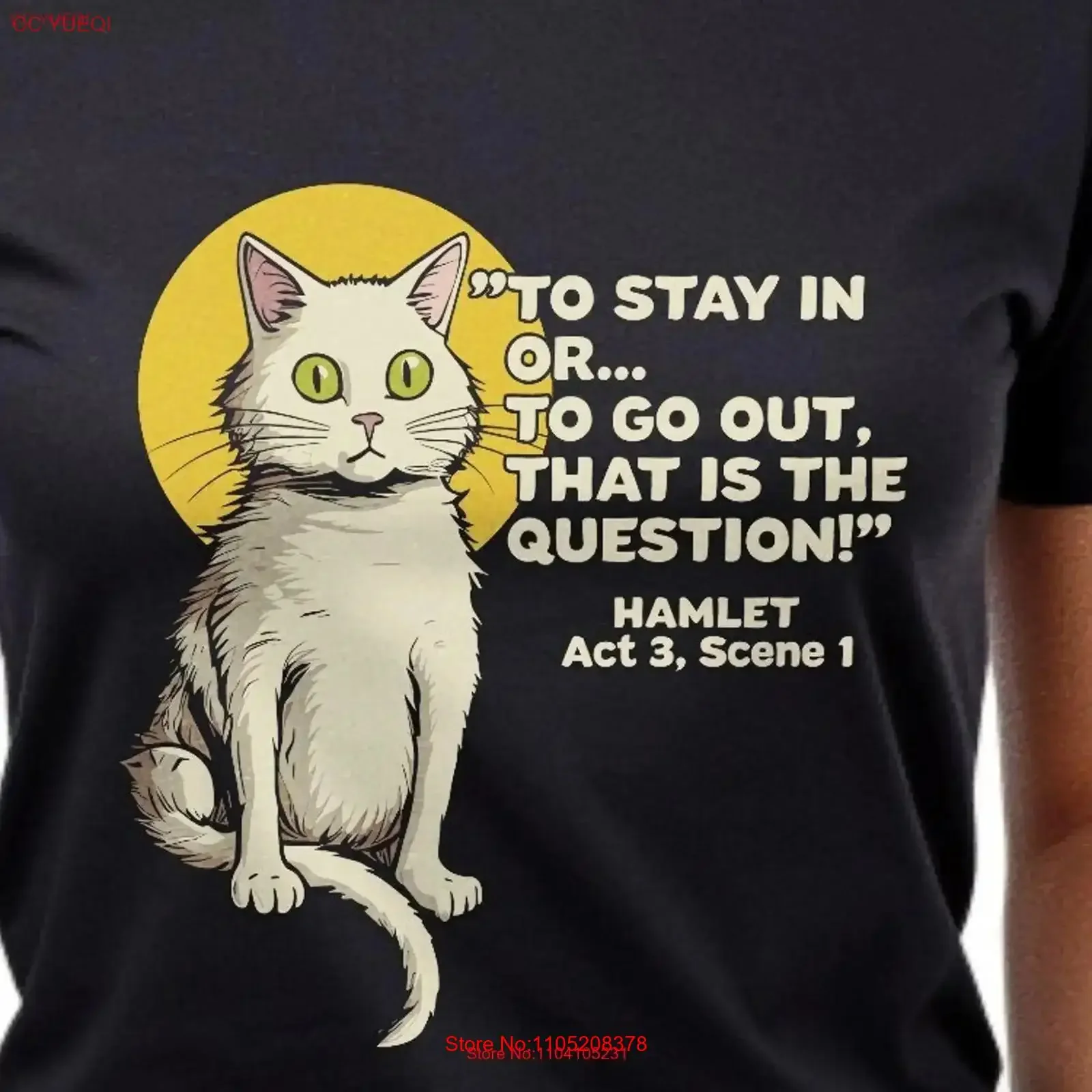 تي شيرت قطة هاملت للقطط للبقاء أو الخروج قائلا مضحك عاشق الوزن الثقيل للأطفال خمر غسلها أوم أنيق متعدد الاستخدامات #1