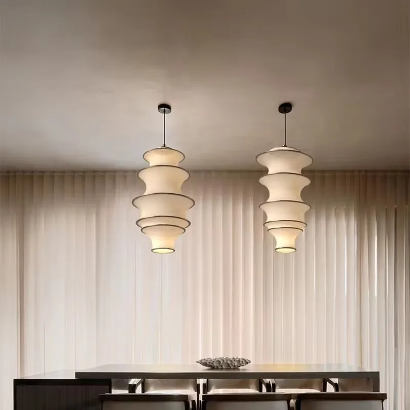 Candelabro de estilo japonés para Loft, lámpara de mesita de noche para apartamento, sala de estar, dormitorio, escalera Cantilever creativa, luz colgante larga