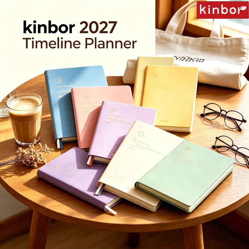 2027 Kinbor A5 Time Management Planner Notebook,8-Grid Weekly Layout Journal, 52g Ultra-Smooth Tomoe River Paper To-do List Plan