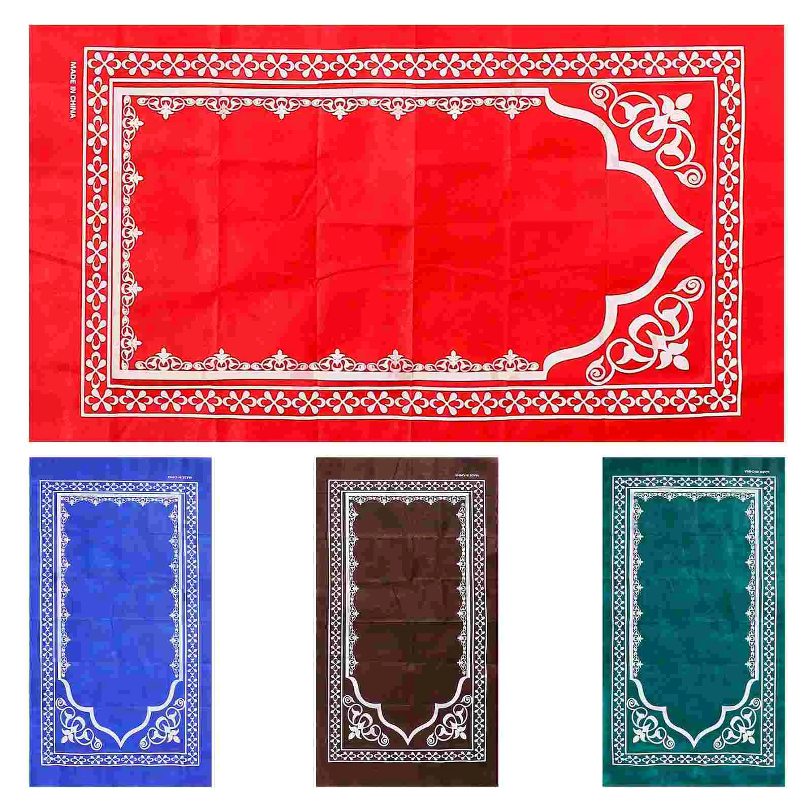 

Portable Praying 4 Pcs Green Polyester Mat Padded Prayer Mat Non Skid Islamic Prayer Rug Travel Area Foldable Pad