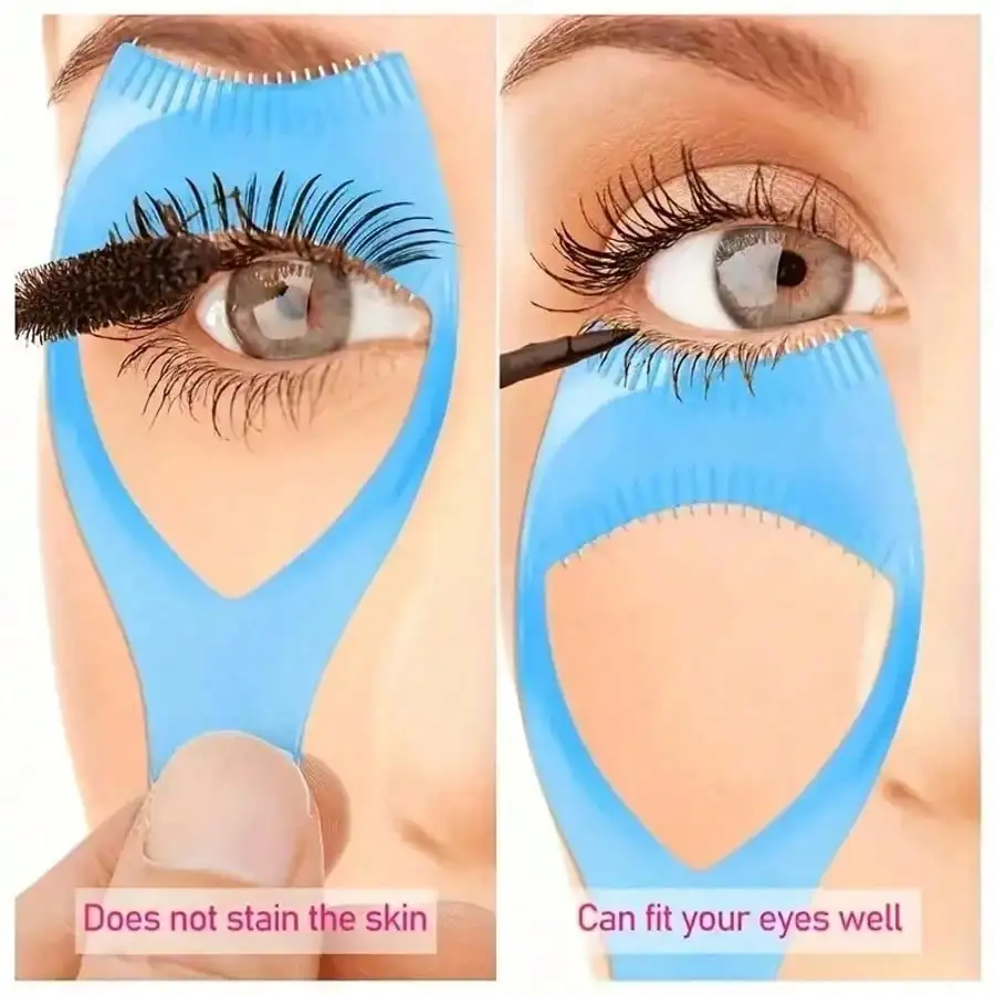 Three-In-One Eyelash Separator Tool Mascara Shield Guard Cosmetic Comb Applicator Helper Guide Card 3 In 1 Upper Lower Mascara Guard Lash Buddy Auxiliary Device Suitable For Beginners Perfectly Apply Valentine's Day Gift