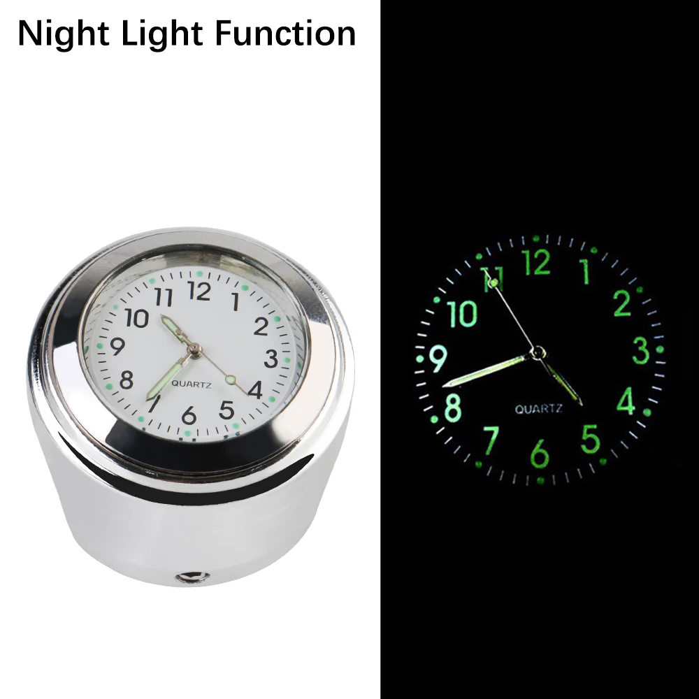 Motorcycle Watch Universal Waterproof Motorcycle Handlebar Mount Clock Thermometer Temp Gauge Luminous Clock 22-25mm