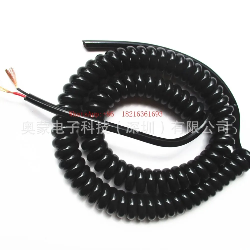 2-Core Telephone Spring Cable, Medical Physiotherapy Helix PU/TPU Cold Socket Special Cable Elastic Cable