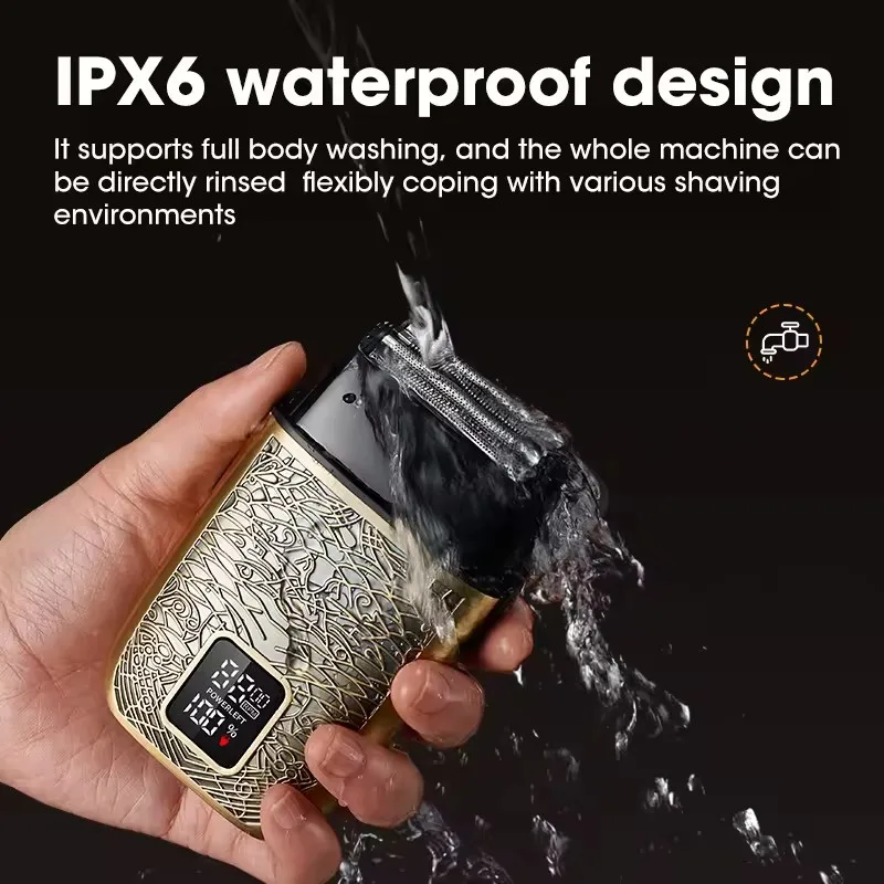 ماكينة حلاقة كهربائية للرجال ، ماكينة حلاقة محمولة ، جميع المعادن ، مقاومة للماء IPX6 ، 4D ، LK3010